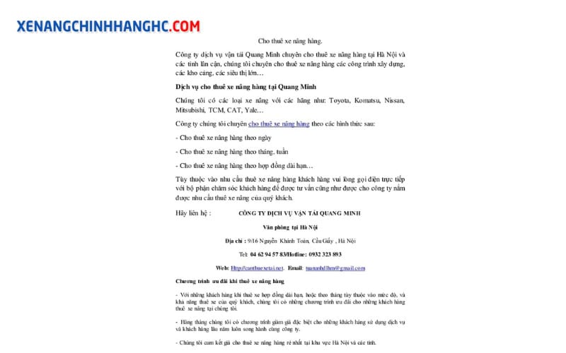 mẫu hợp đồng cho thuê xe nâng