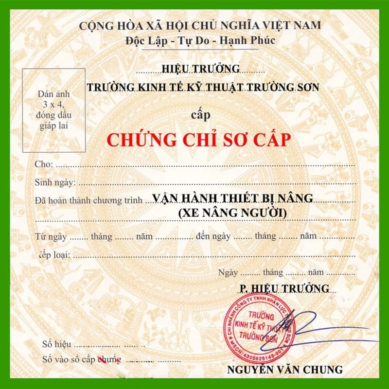 Chứng chỉ lái xe nâng